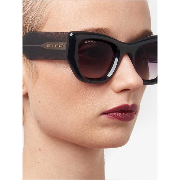 New! ETRO ETRO0017/S KB79O Black Cat-Eye Sunglasses, Authentic main image 9